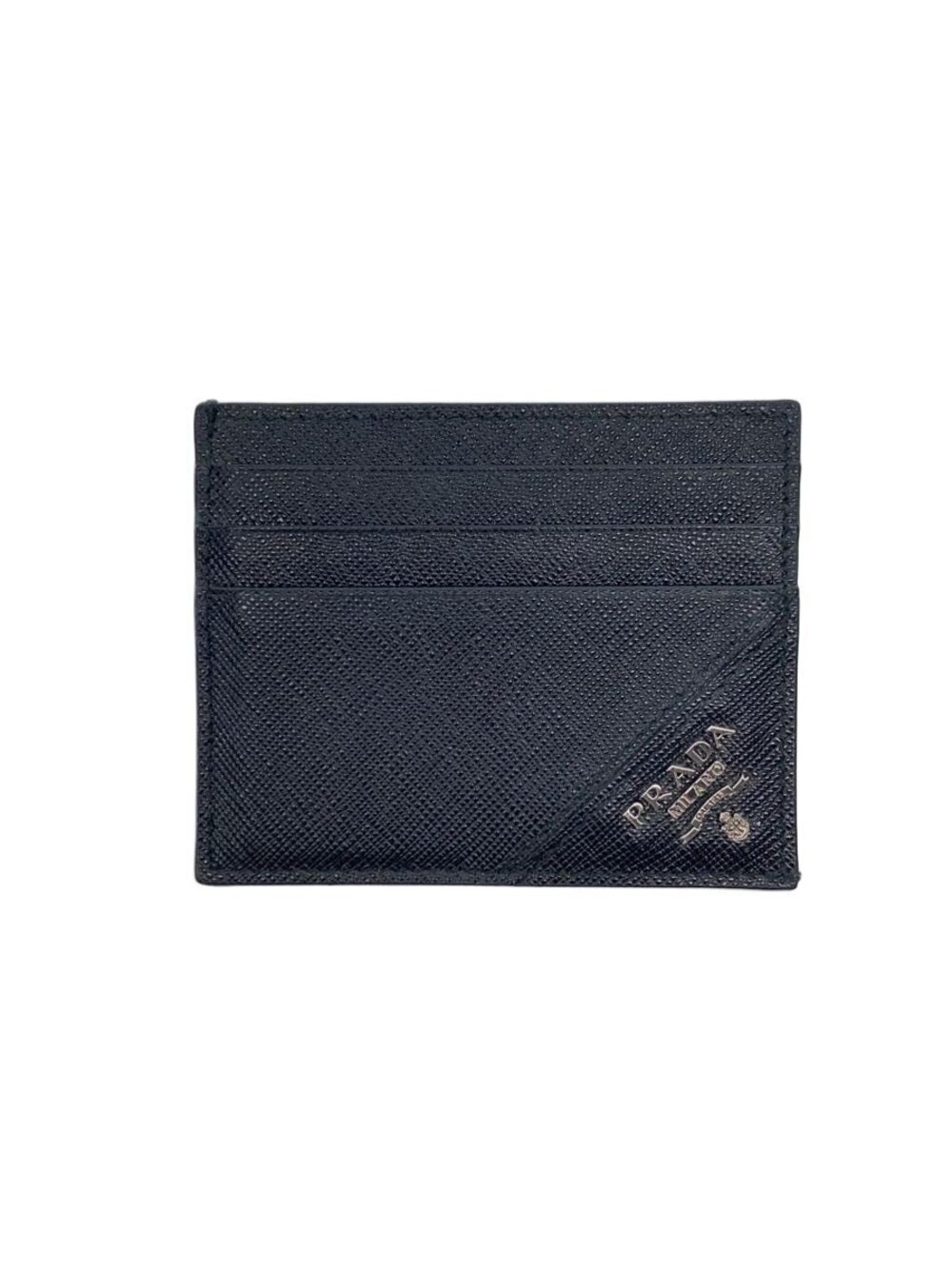 Prada Card Case Wallet Leather Black